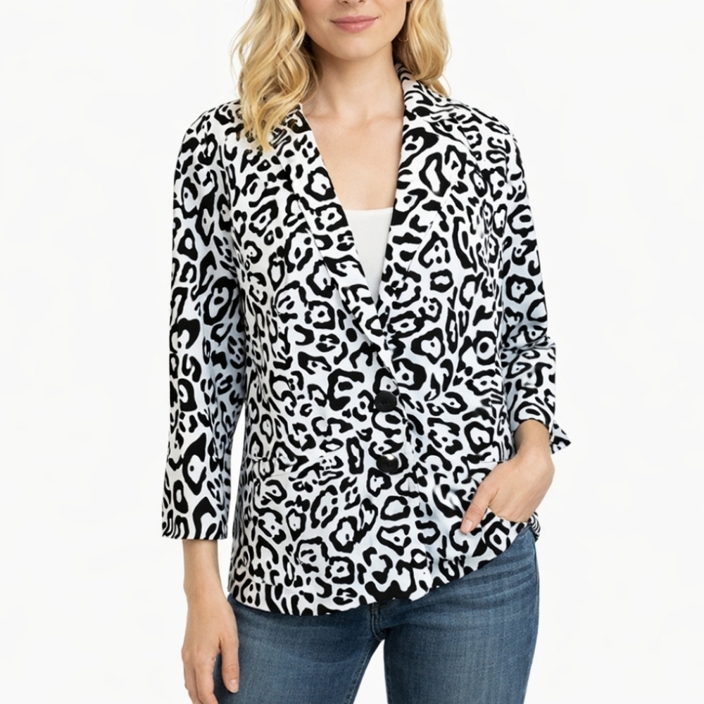 Linea Leopard Print Cotton Blazer XL - Mob Wife Aesthetic Animal Print Jacket